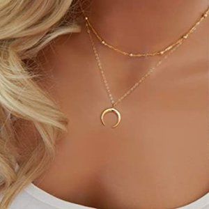Dainty Layered Gold Moon Choker